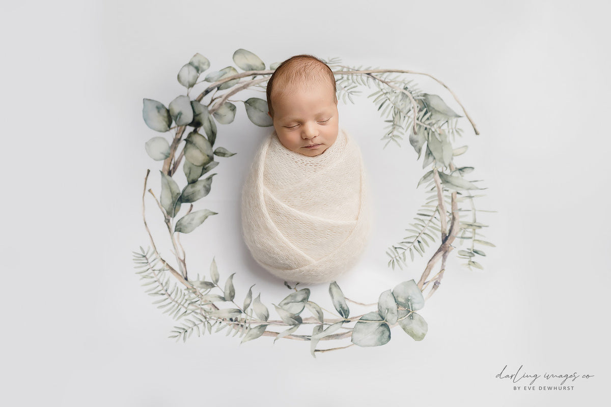 Natural Sprig Wreath - Newborn Posing Fabric