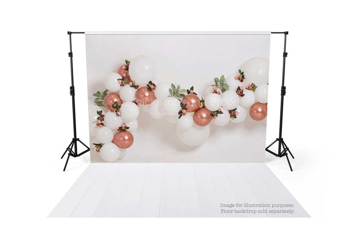 White Balloon Garland Florals
