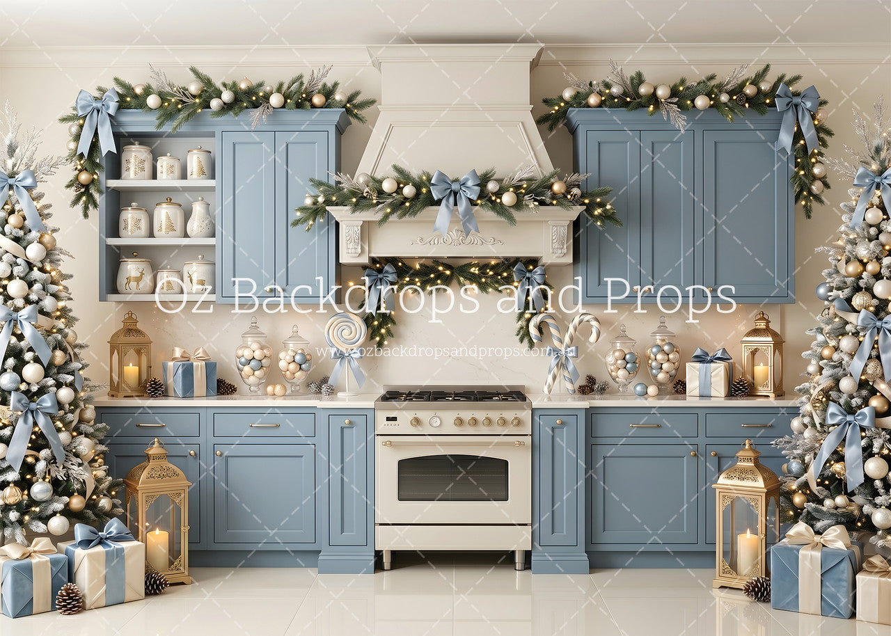 Baby Blue Christmas Kitchen
