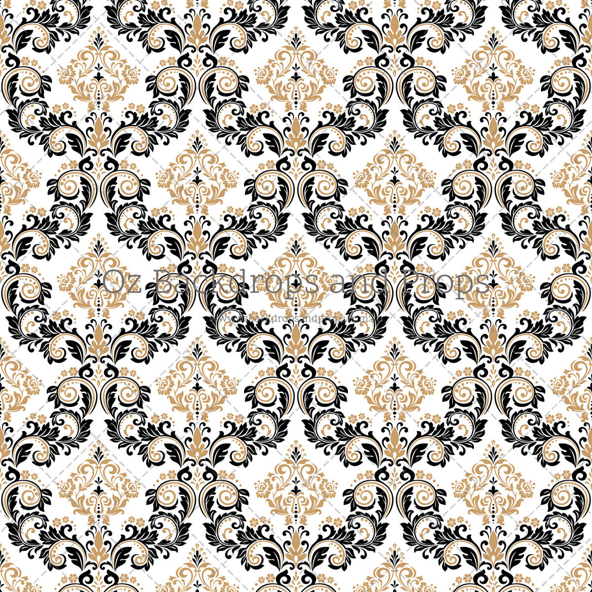 Black and Gold Damask