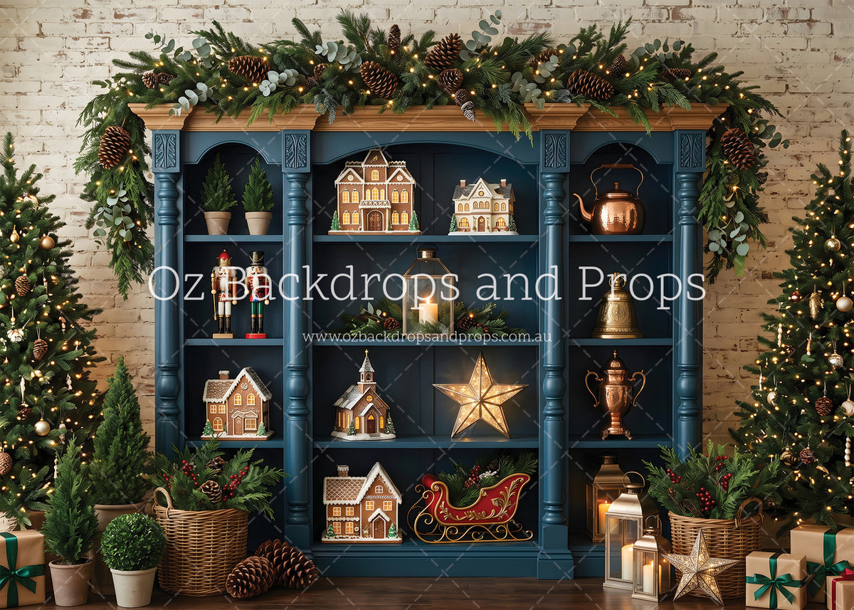 Blue Christmas Bookcase