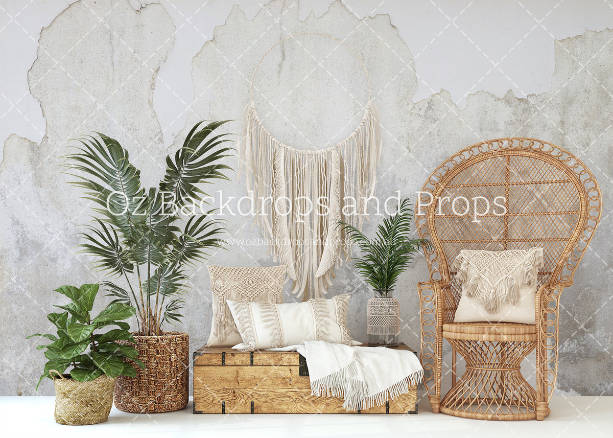 Bohemian Lounging - Grungy White Wall