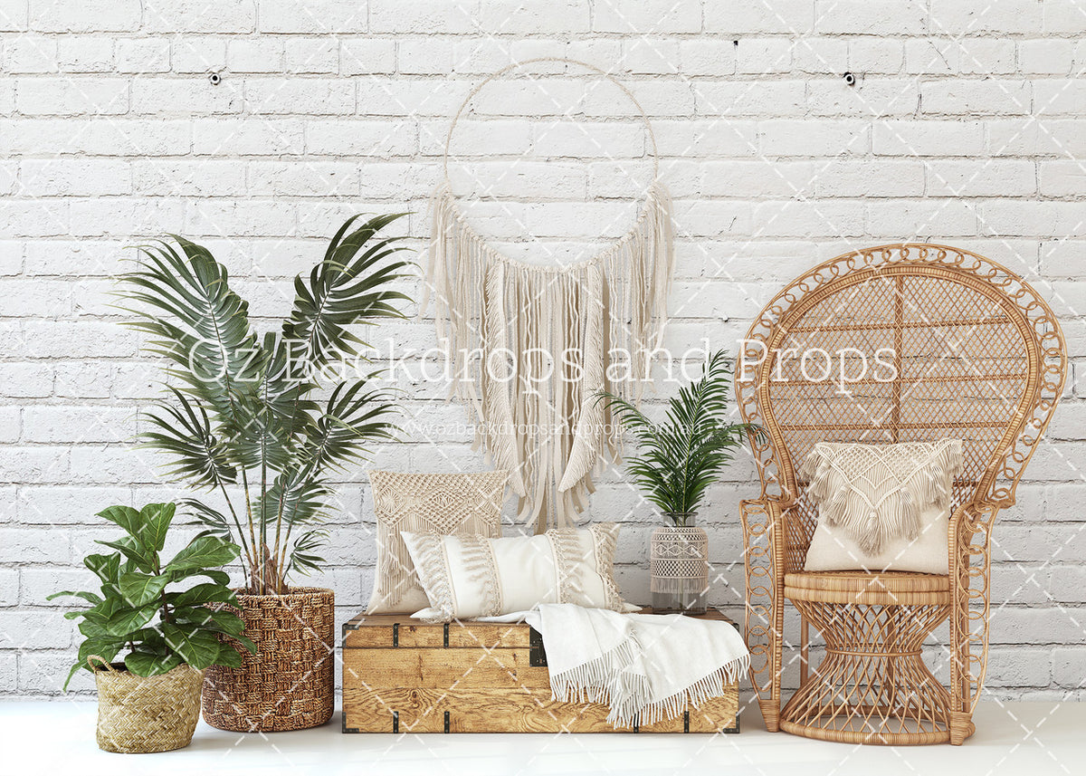 Bohemian Lounging - White Grunge Brick