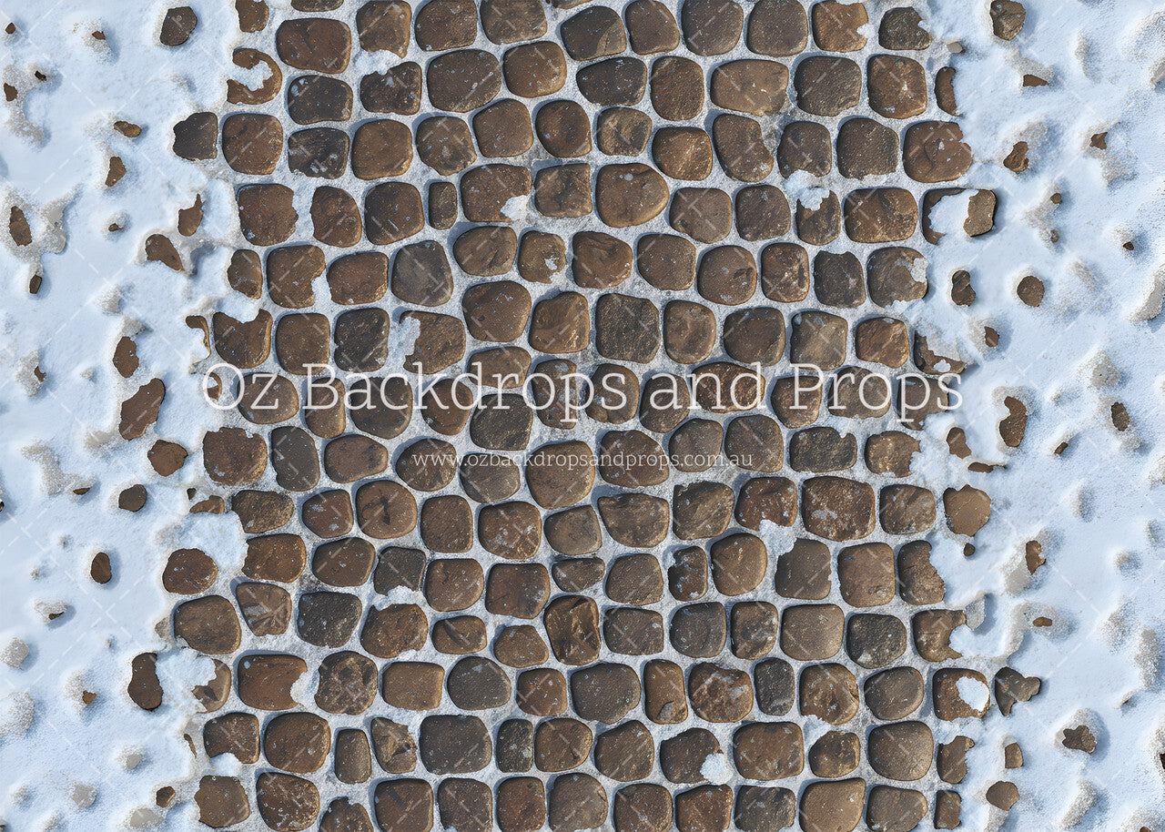 Brown Cobbles Snow