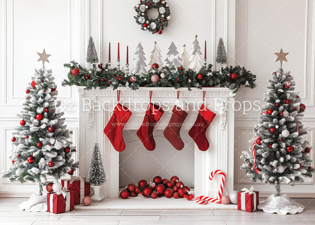 Four Stocking Fireplace