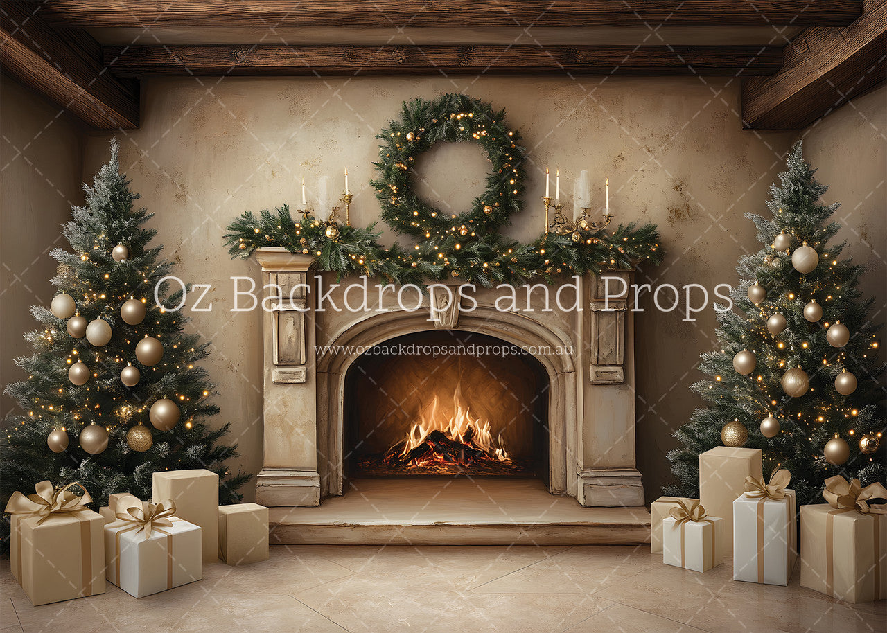 Glittering Golden Fireplace