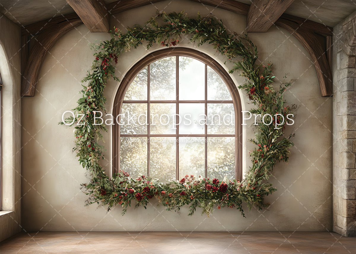 Greenery Wreath Window