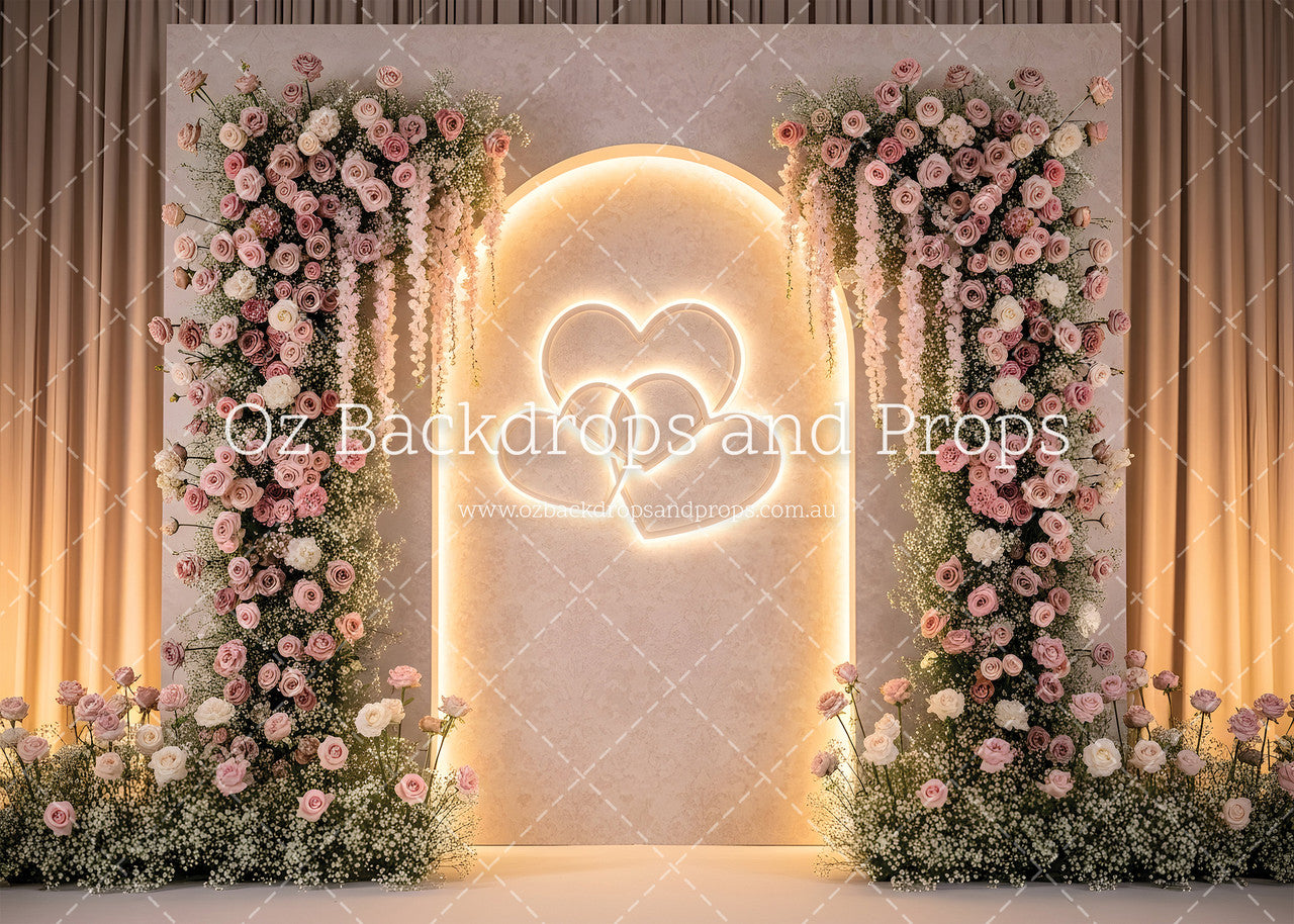 Heart Neon Flowers