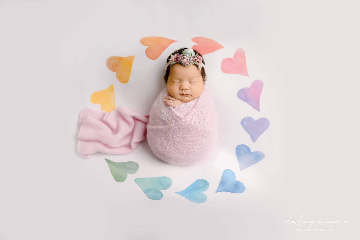 Rainbow Hearts Wreath - Newborn Posing Fabric