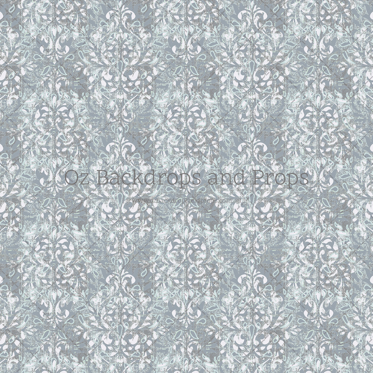 Mint Grey Damask