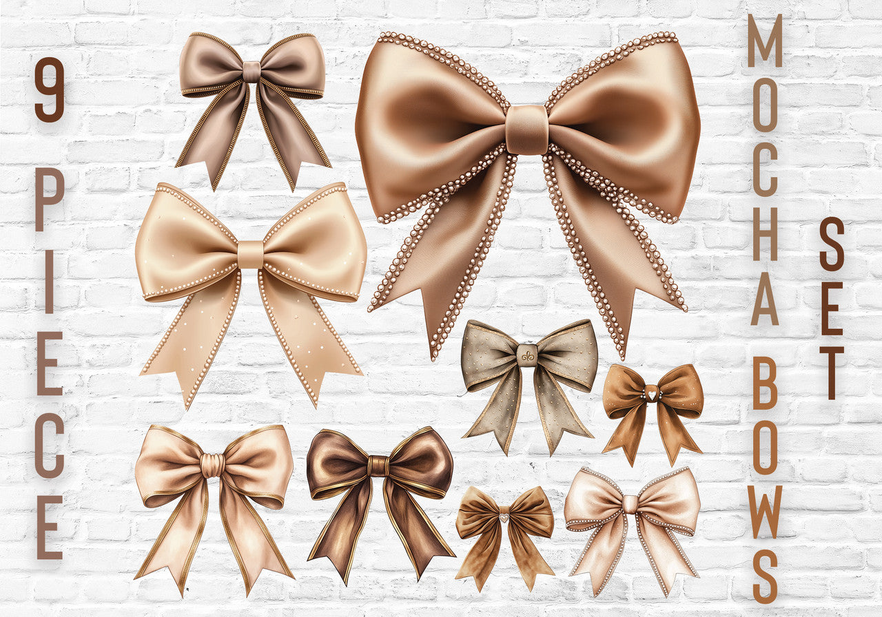 Mocha Bows Cutout Set (9 Piece)