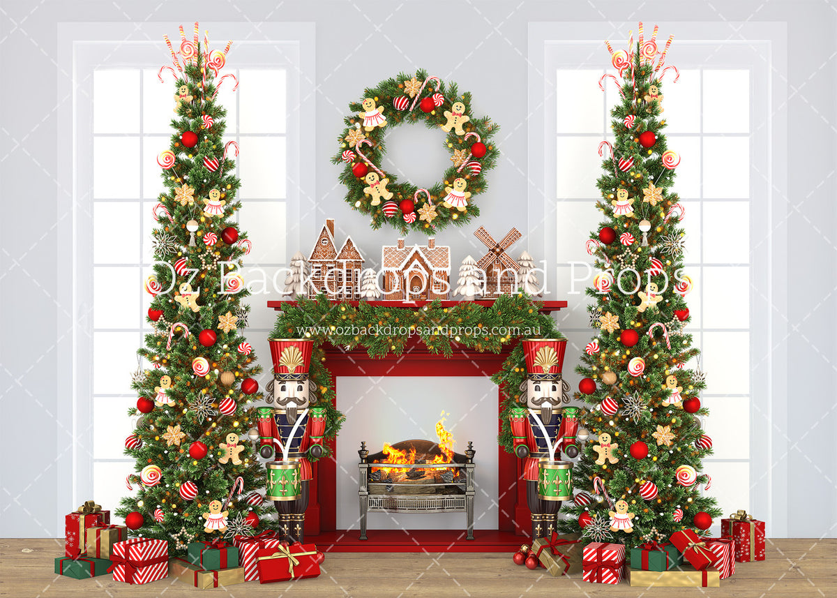 Nutcracker Gingerbread Fireplace Light