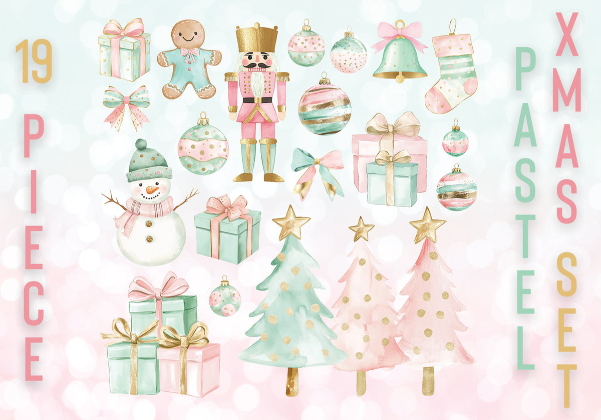 Pastel Christmas Cutout Set (19 Piece)