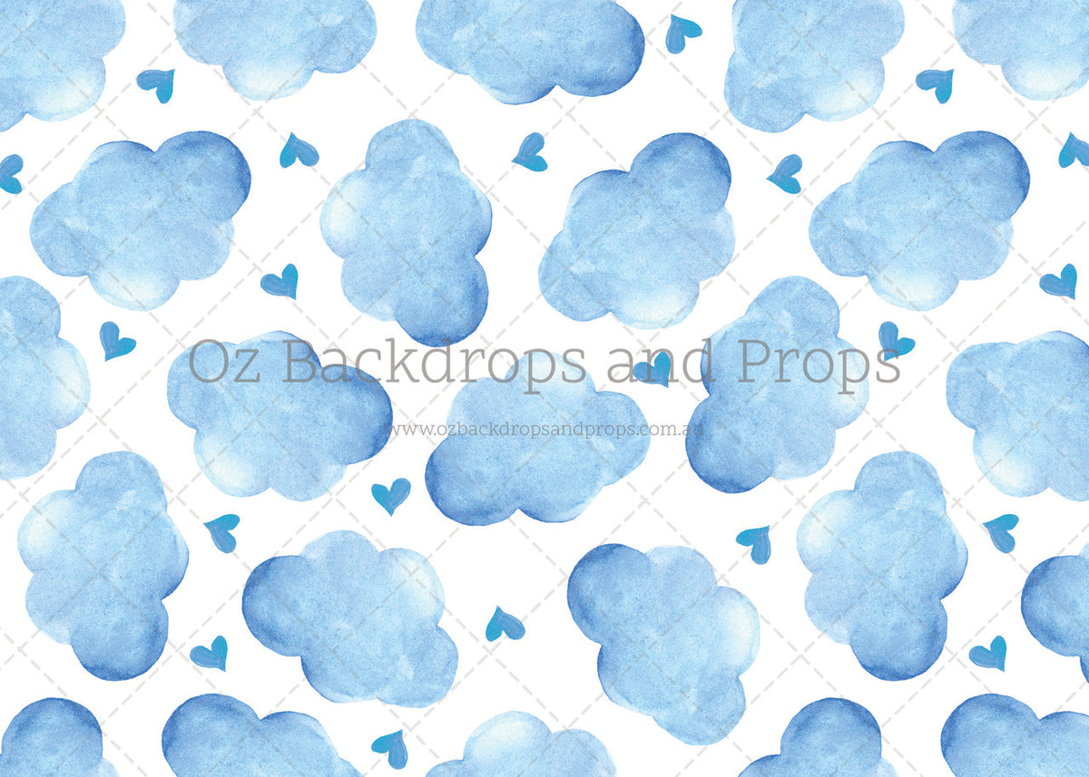 Pastel Heart Clouds Blue