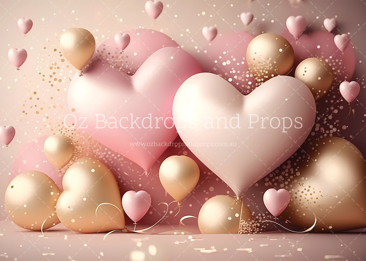 Pink and Gold Heart Balloons