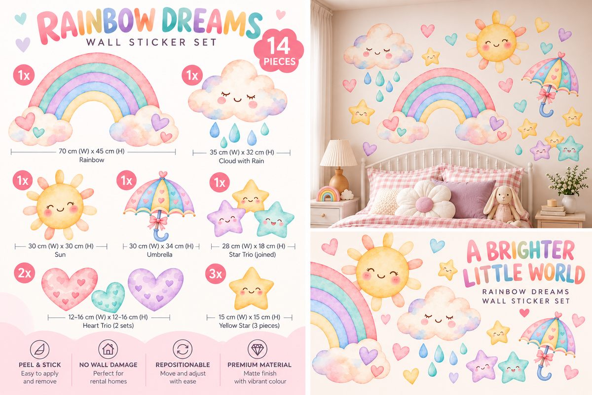 Rainbow Dreams Wall Sticker Set