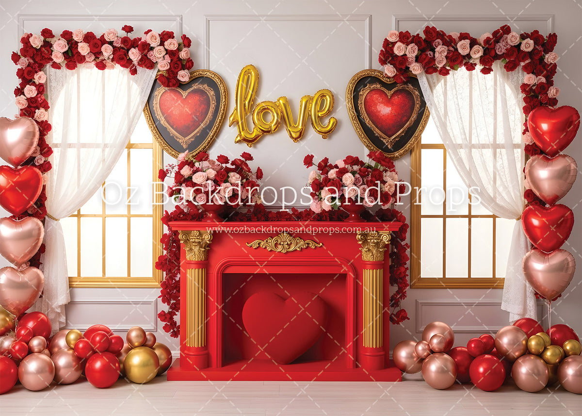 Red Rose Fireplace