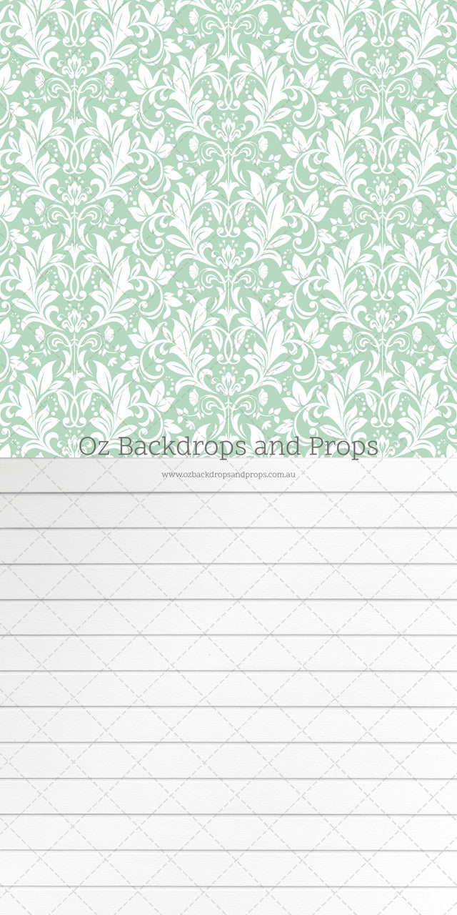 Sage Damask & California Wood