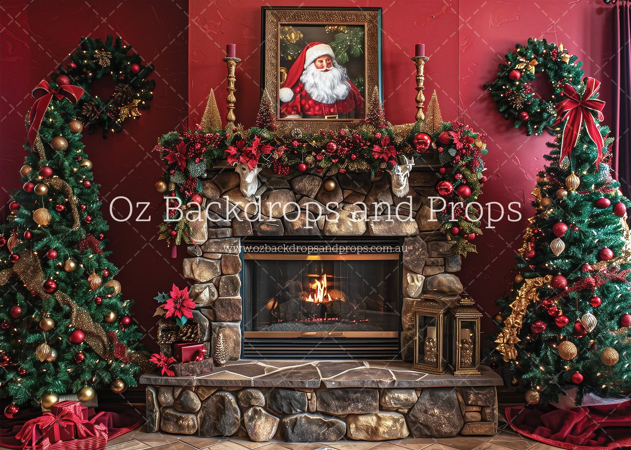 Santa's Stone Fireplace
