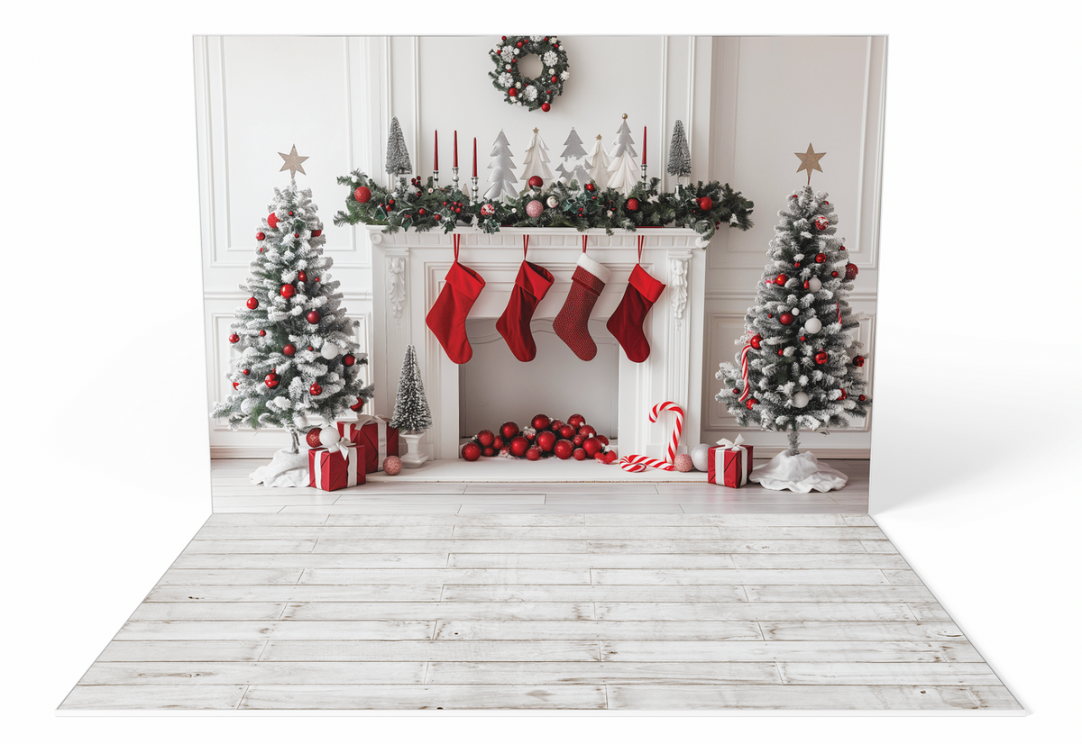 Four Stocking Fireplace