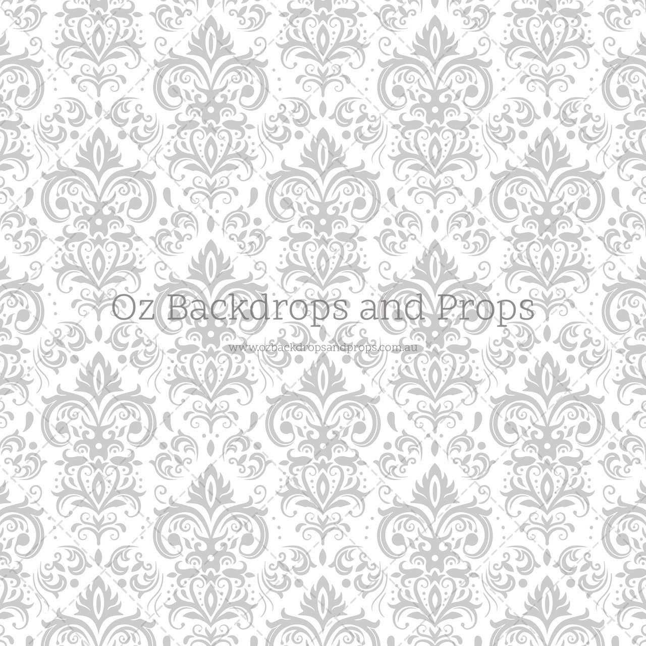 Silver White Damask