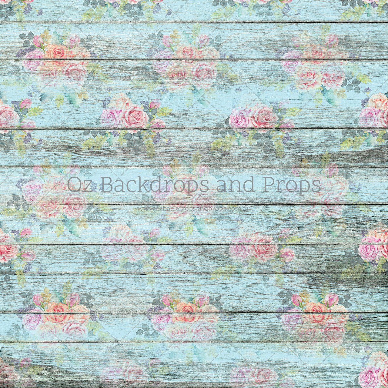 Soft Blue Floral Wood