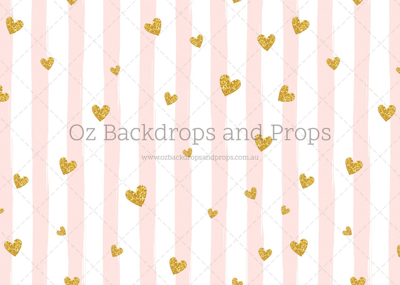 Sparkle Hearts Pink Stripes