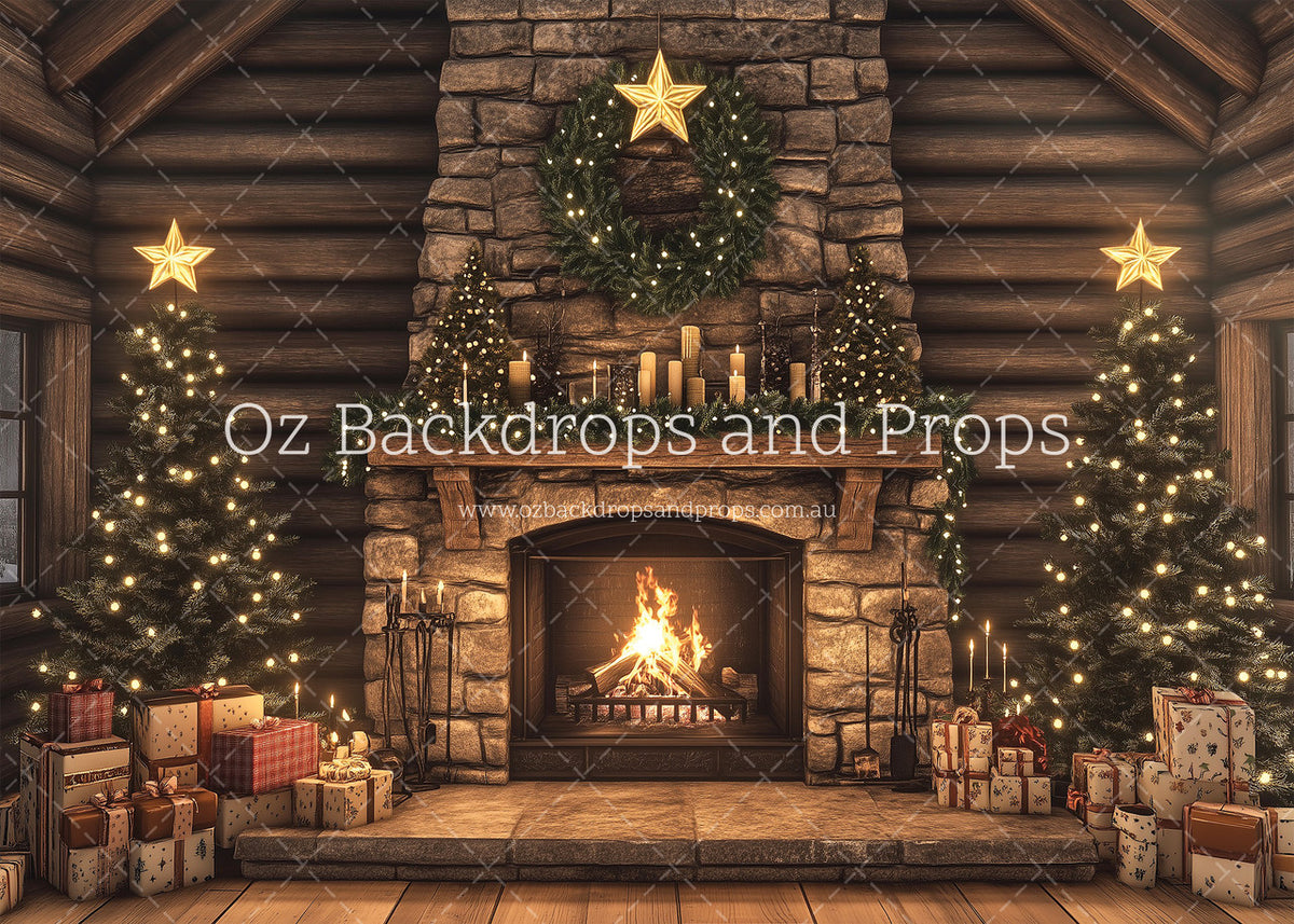 Stone Fireplace Cabin