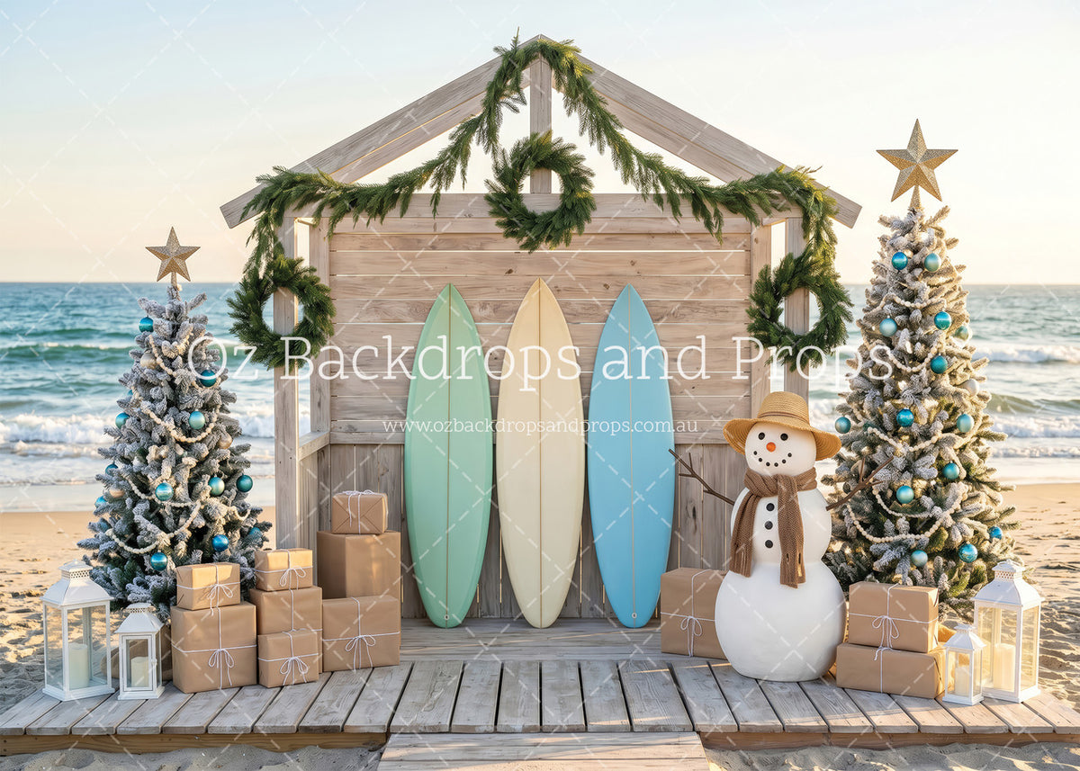 Surfing Snowman