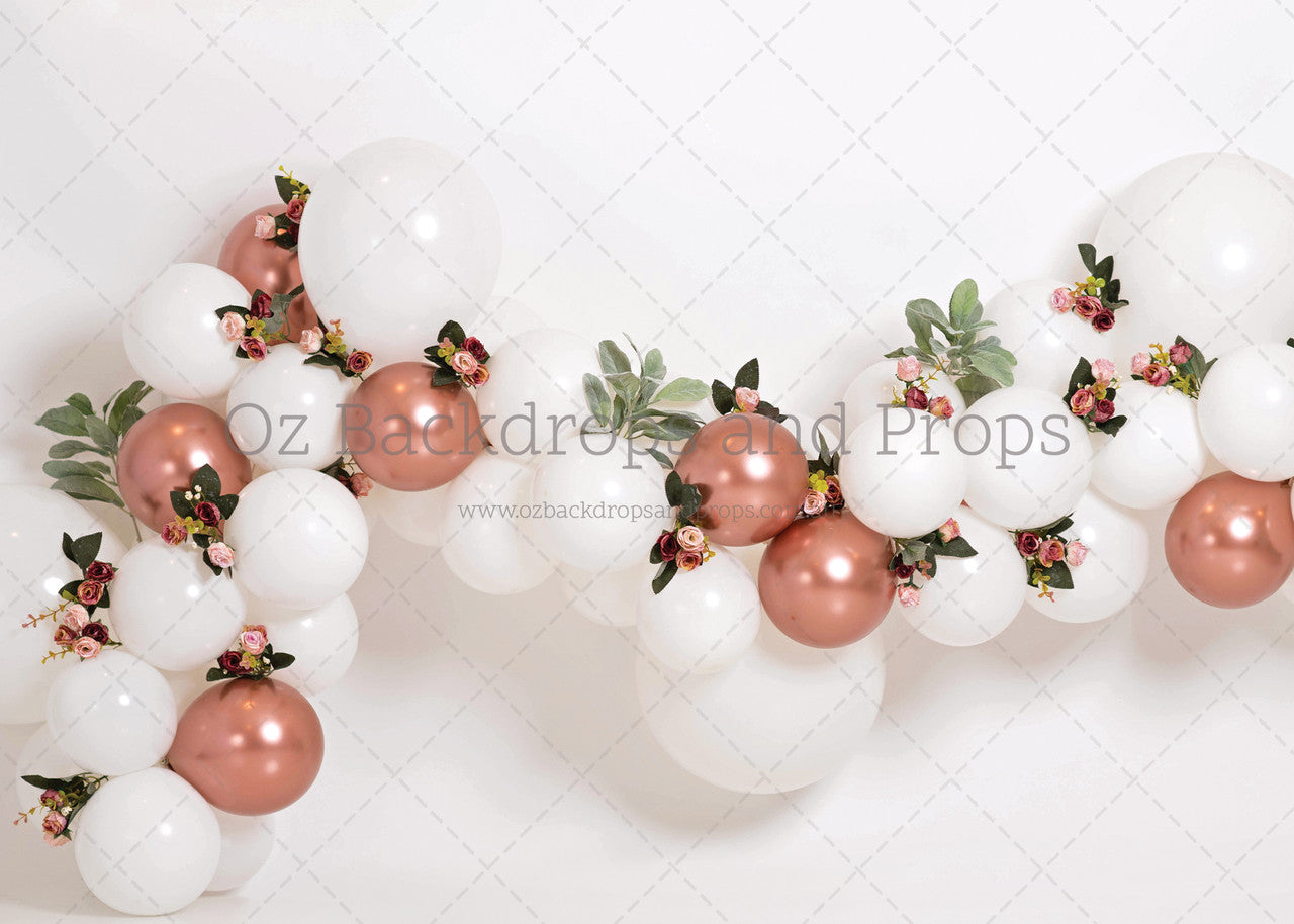 White Balloon Garland Florals