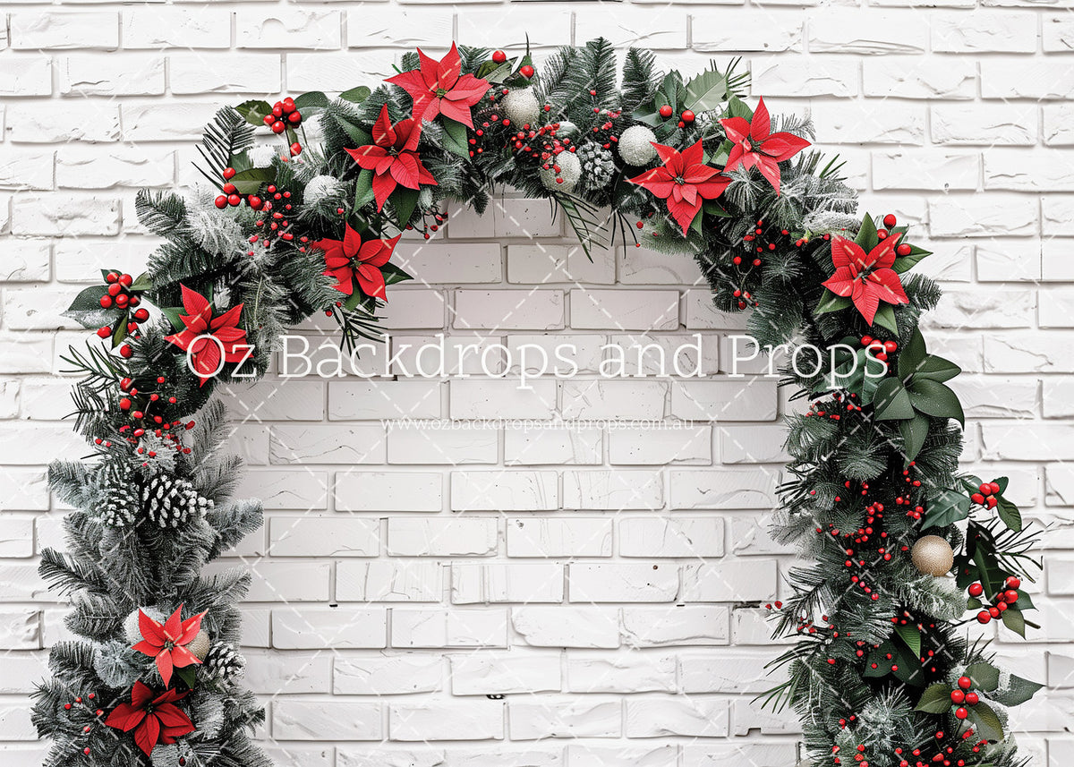 White Brick Poinsettia Arch