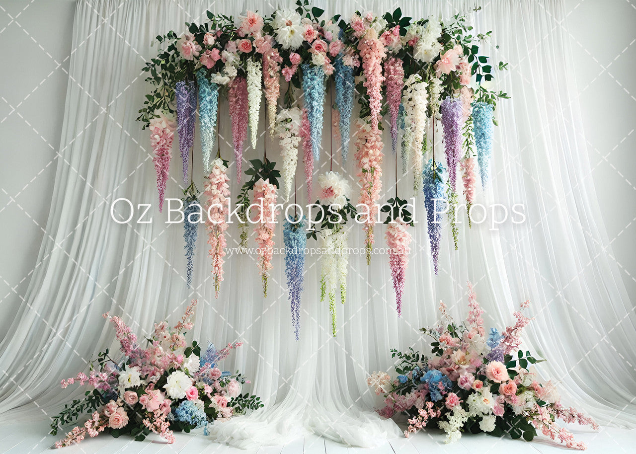 White Curtain Florals