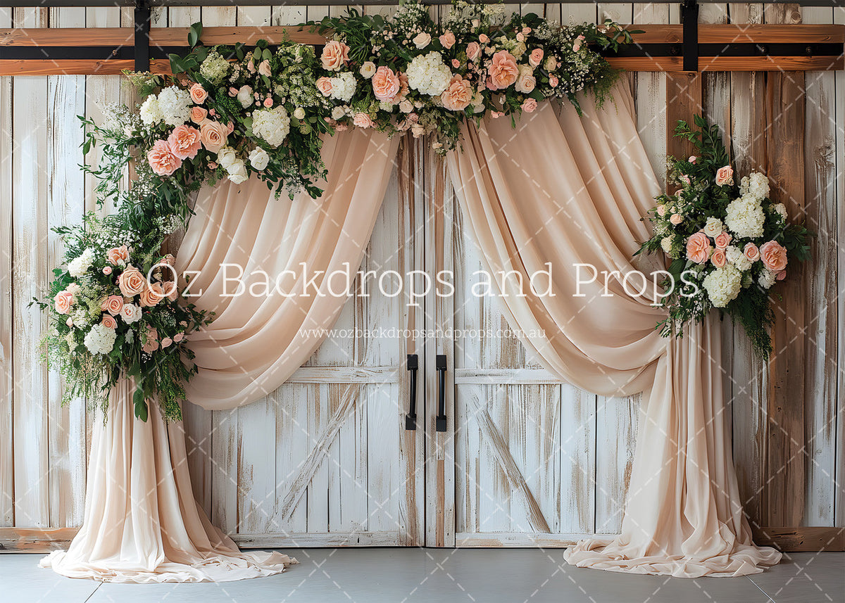 White Washed Barn Door Florals
